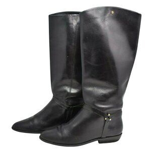 Etienne Aigner Black Leather Riding Boots Size 6M Classic Tall Equestrian Style